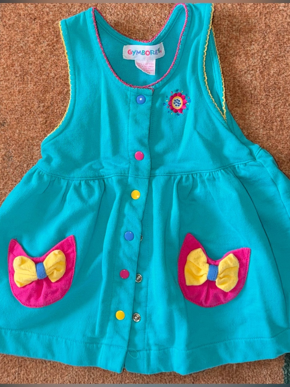 1993 Rainbow 🌈 tag Gymboree open hearts and bows baby dress. 6-12m